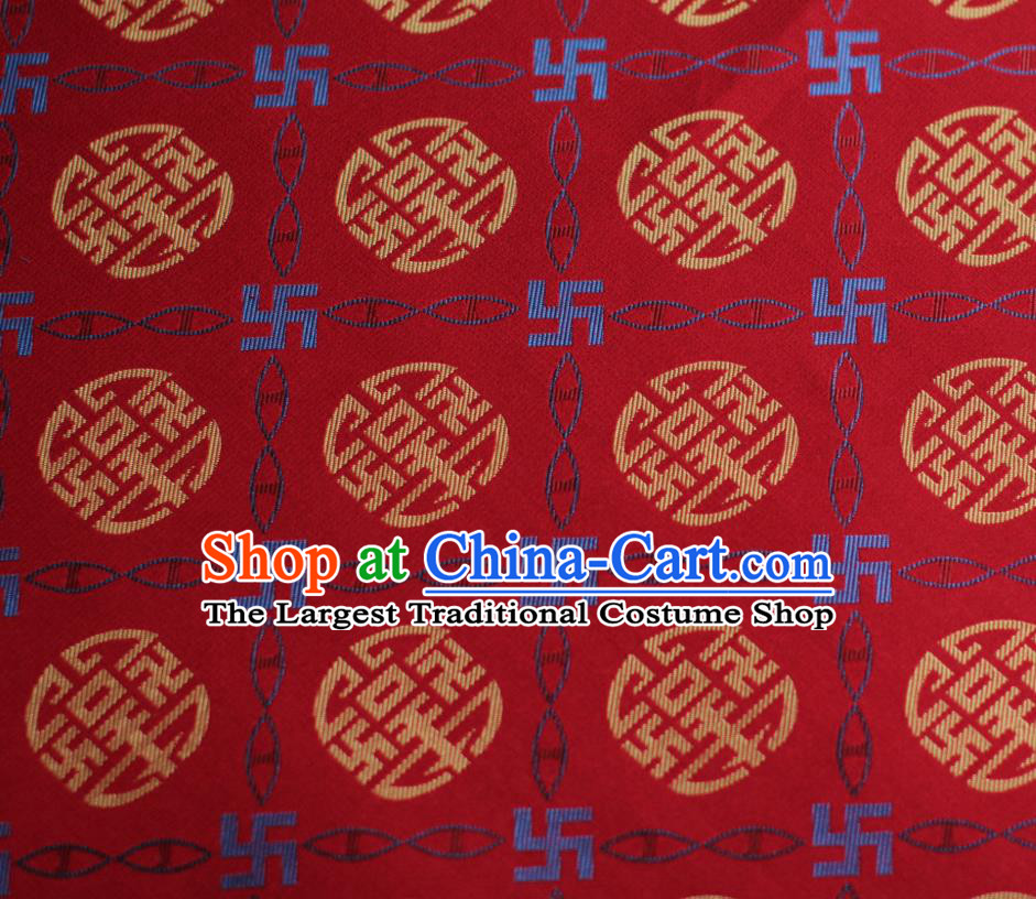 Chinese Silk Fabric Classical Lucky Pattern Song Brocade Red Tapestry Cloth Traditional Cheongsam Jacquard Drapery