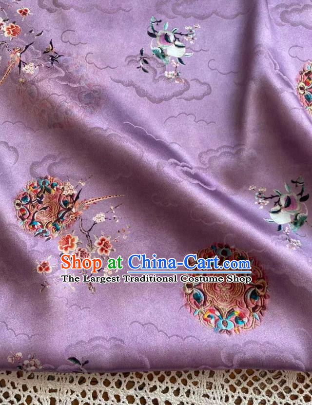 Chinese Lilac Tapestry Cloth Traditional Qipao Dress Jacquard Drapery Silk Fabric Classical Pattern Brocade