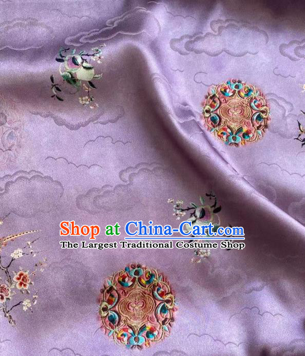 Chinese Lilac Tapestry Cloth Traditional Qipao Dress Jacquard Drapery Silk Fabric Classical Pattern Brocade