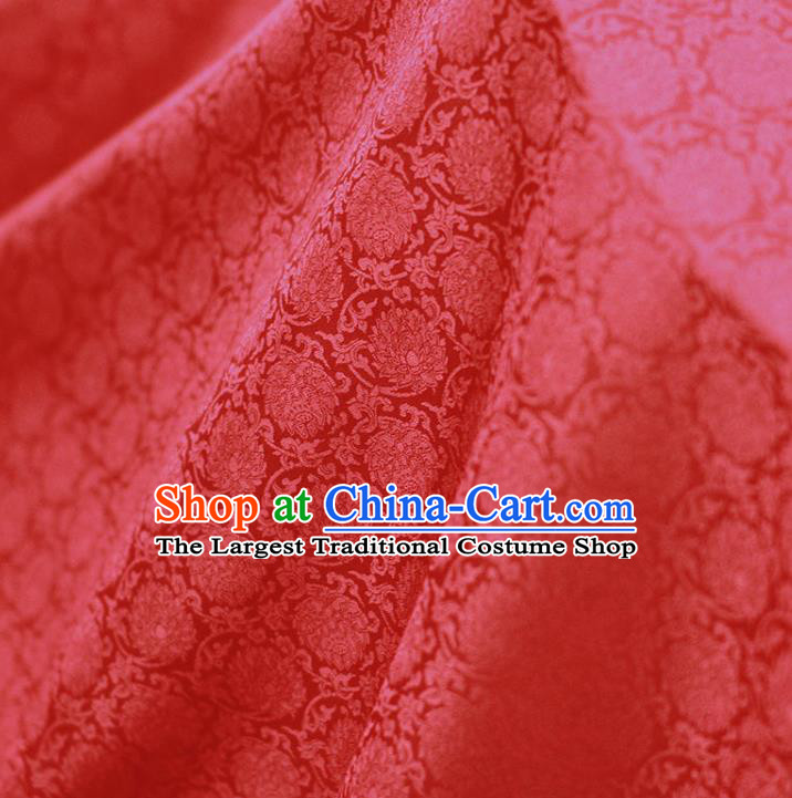 Chinese Traditional Qipao Dress Jacquard Drapery Silk Fabric Classical Lotus Pattern Brocade Red Tapestry Cloth