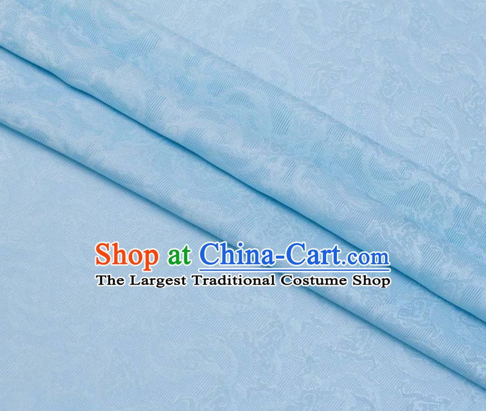 Chinese Silk Fabric Classical Cloud Pattern Blue Brocade Tapestry Cloth Traditional Qipao Dress Jacquard Drapery