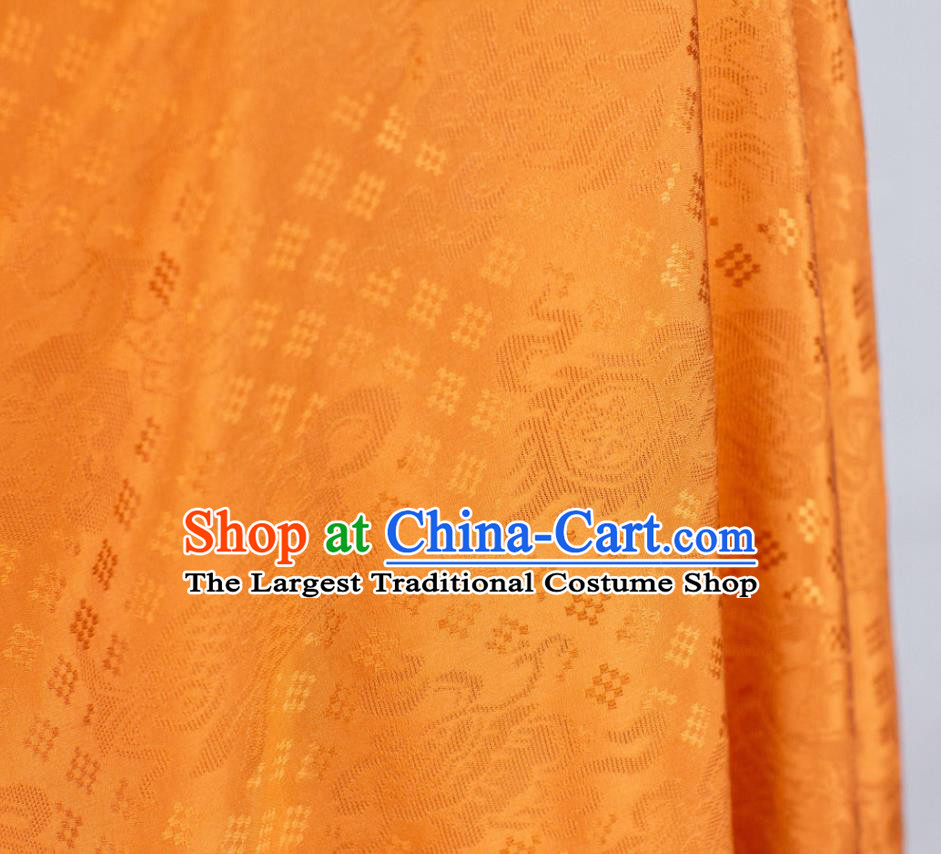 Chinese Classical Eight Treasures Pattern Brocade Orange Tapestry Cloth Traditional Qipao Dress Jacquard Drapery Silk Fabric