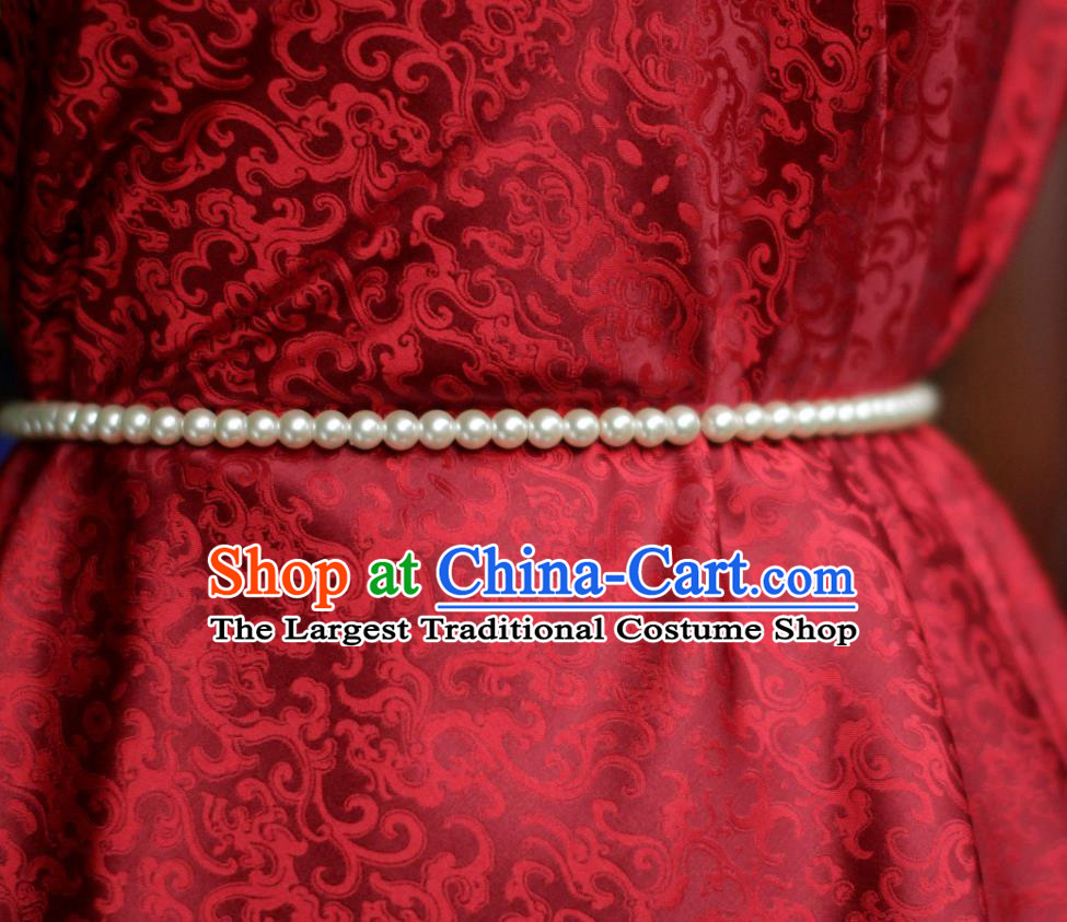 Chinese Classical Dragon Pattern Red Brocade Jacquard Tapestry Cloth Traditional Qipao Dress Drapery Silk Fabric