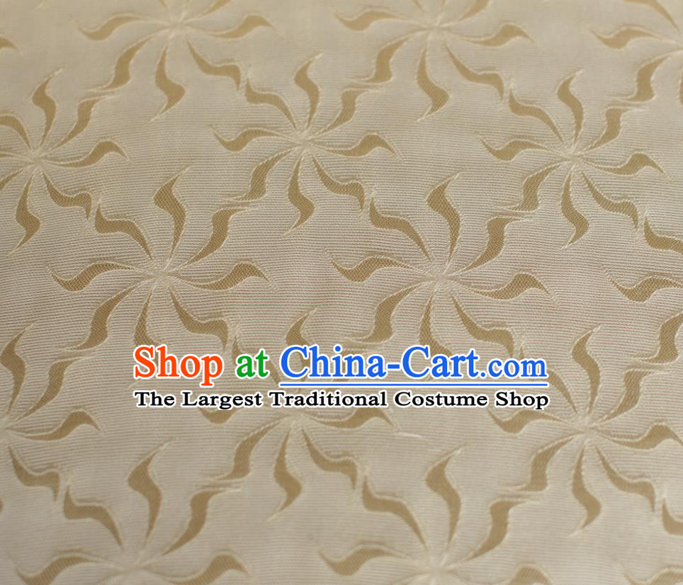 Chinese Apricot Silk Fabric Classical Snowflakes Pattern Brocade Jacquard Tapestry Cloth Traditional Qipao Dress Drapery