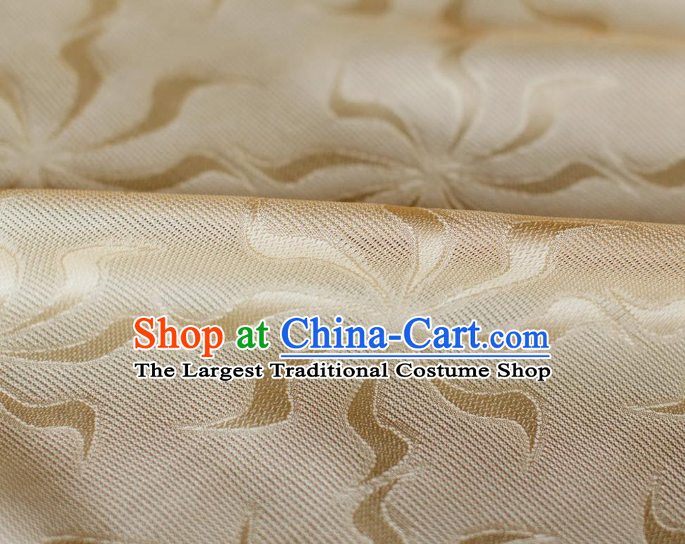 Chinese Apricot Silk Fabric Classical Snowflakes Pattern Brocade Jacquard Tapestry Cloth Traditional Qipao Dress Drapery