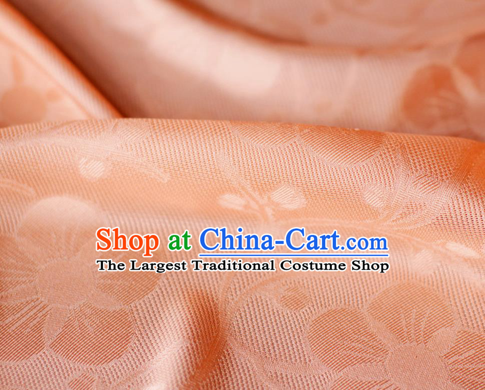 Chinese Traditional Qipao Dress Drapery Orange Silk Fabric Classical Plum Blossom Pattern Brocade Jacquard Tapestry Cloth