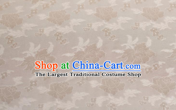 Chinese Classical Camellia Pattern Brocade Cloth Jacquard Tapestry Cloth Traditional Qipao Dress Drapery Champagne Silk Fabric