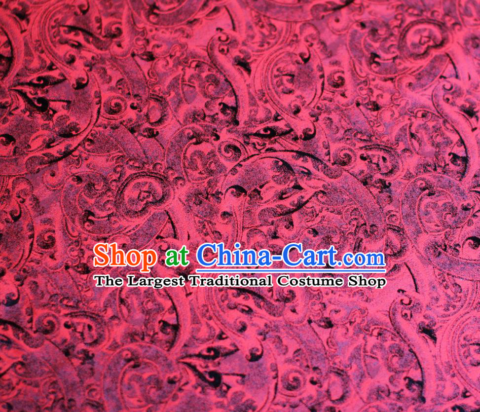 Chinese Silk Fabric Classical Pattern Wine Red Brocade Cloth Jacquard Tapestry Cloth Traditional Qipao Dress Drapery