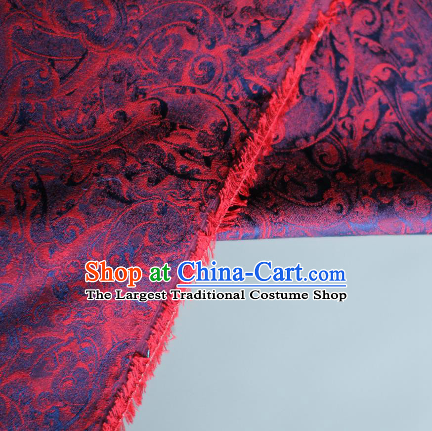 Chinese Silk Fabric Classical Pattern Wine Red Brocade Cloth Jacquard Tapestry Cloth Traditional Qipao Dress Drapery