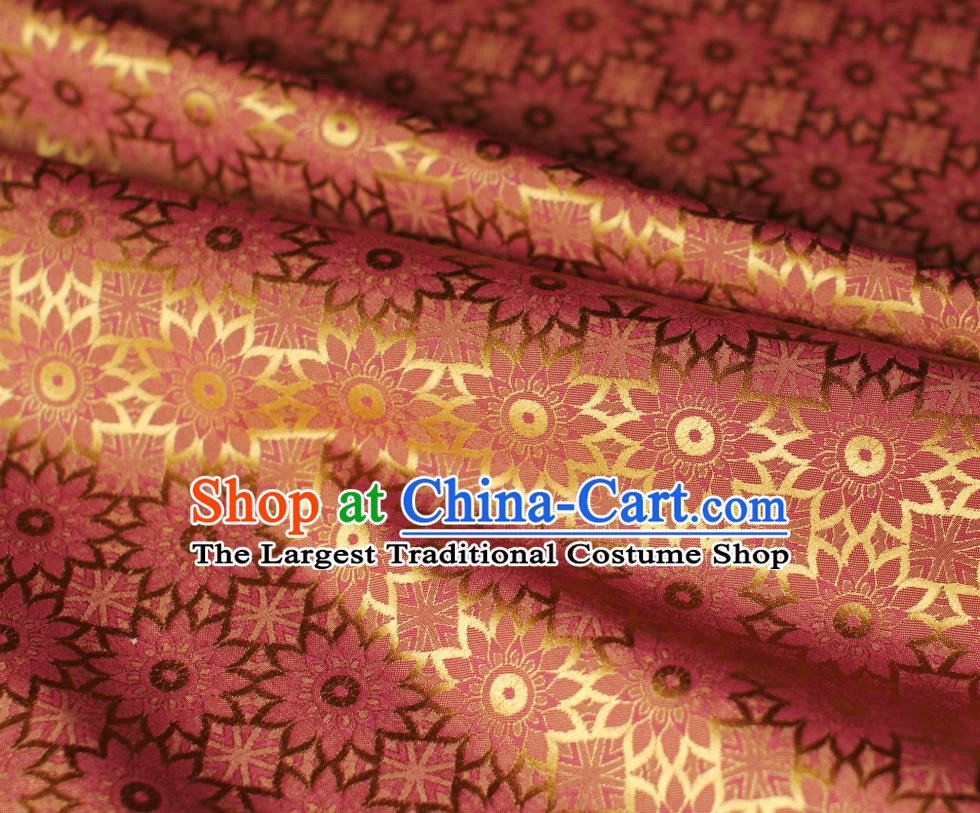 Chinese Silk Fabric Classical Flowers Pattern Orange Brocade Jacquard Tapestry Cloth Traditional Qipao Dress Drapery