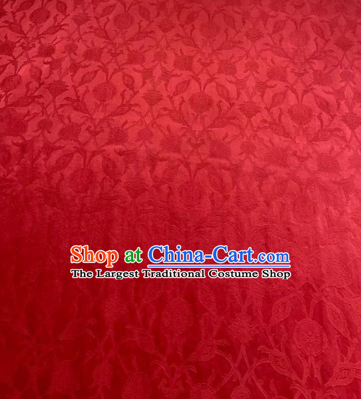 Chinese Classical Peony Pattern Brocade Cloth Gambiered Guangdong Gauze Traditional Cheongsam Drapery Red Silk Fabric