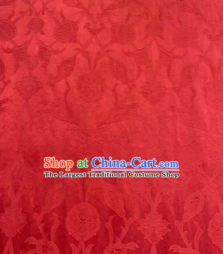 Chinese Classical Peony Pattern Brocade Cloth Gambiered Guangdong Gauze Traditional Cheongsam Drapery Red Silk Fabric