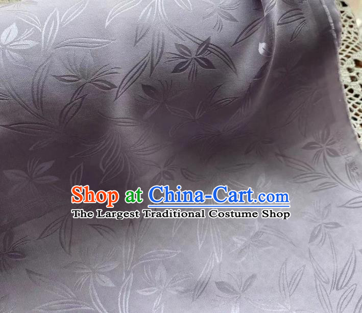 Chinese Traditional Hanfu Dress Drapery Violet Silk Fabric Classical Orchids Pattern Brocade Cloth Jacquard Tapestry Material