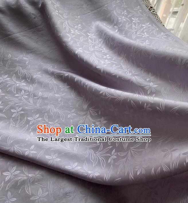 Chinese Traditional Hanfu Dress Drapery Violet Silk Fabric Classical Orchids Pattern Brocade Cloth Jacquard Tapestry Material