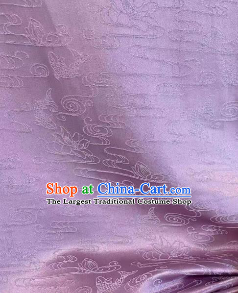 Chinese Jacquard Tapestry Cloth Traditional Qipao Dress Drapery Silk Fabric Classical Carps Pattern Lilac Brocade