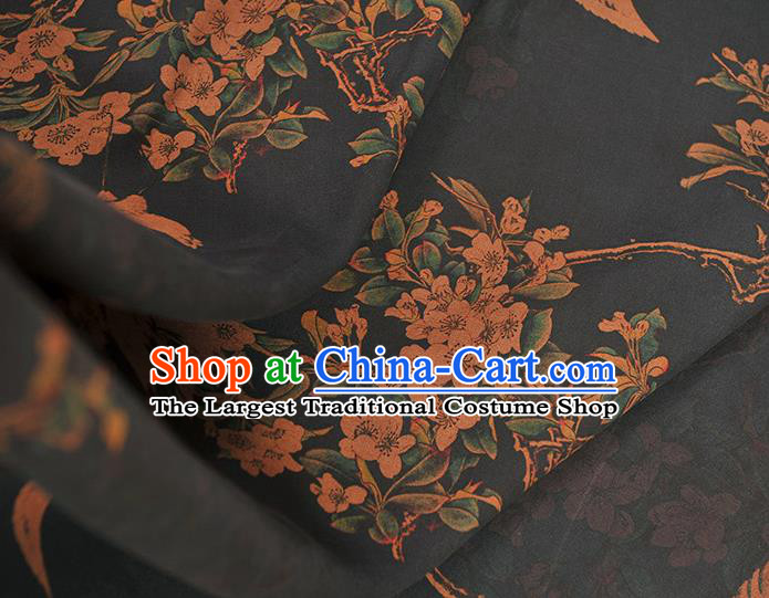 Chinese Cheongsam Silk Cloth Top Quality Gambiered Guangdong Gauze Traditional Sakura Crane Pattern Dress Fabric