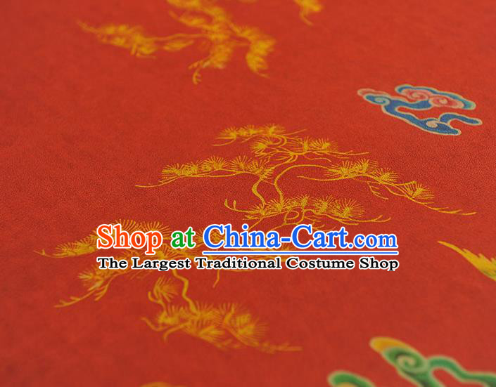Chinese Cheongsam Silk Cloth Red Gambiered Guangdong Gauze Traditional Dragon Phoenix Pattern Wedding Dress Fabric