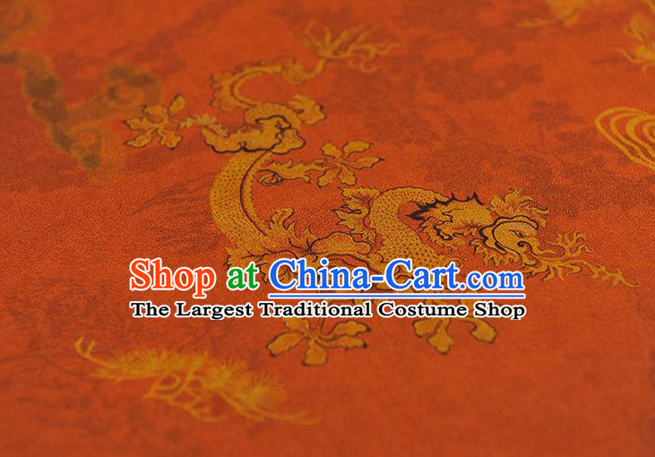 Chinese Traditional Dragon Phoenix Pattern Dress Fabric Cheongsam Silk Cloth Orange Gambiered Guangdong Gauze
