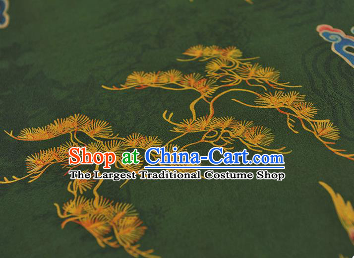 Chinese Deep Green Gambiered Guangdong Gauze Traditional Dragon Phoenix Pattern Dress Fabric Cheongsam Silk Cloth