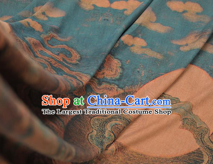 China Classical Cloud Crane Pattern Silk Fabric Traditional Gambiered Guangdong Gauze Qipao Dress Cloth Drapery