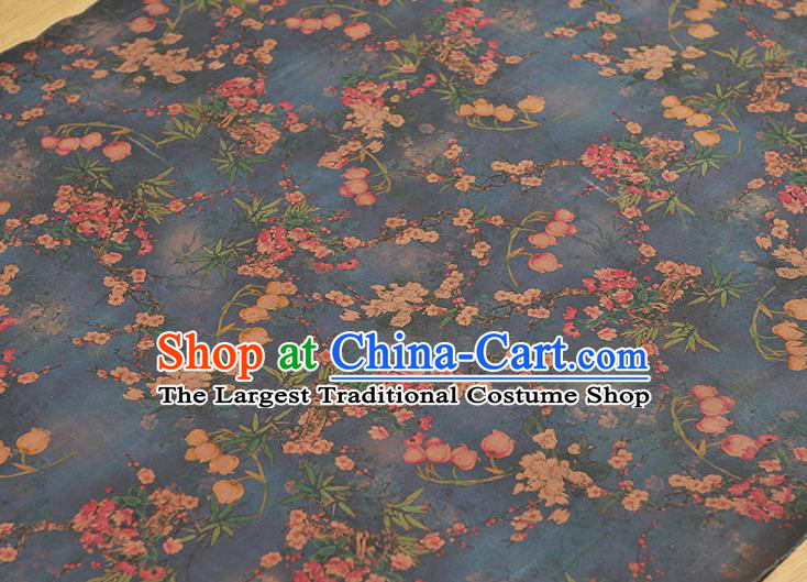 Top Chinese Traditional Convallaria Pattern Dress Cloth Cheongsam Silk Fabric Blue Gambiered Guangdong Gauze