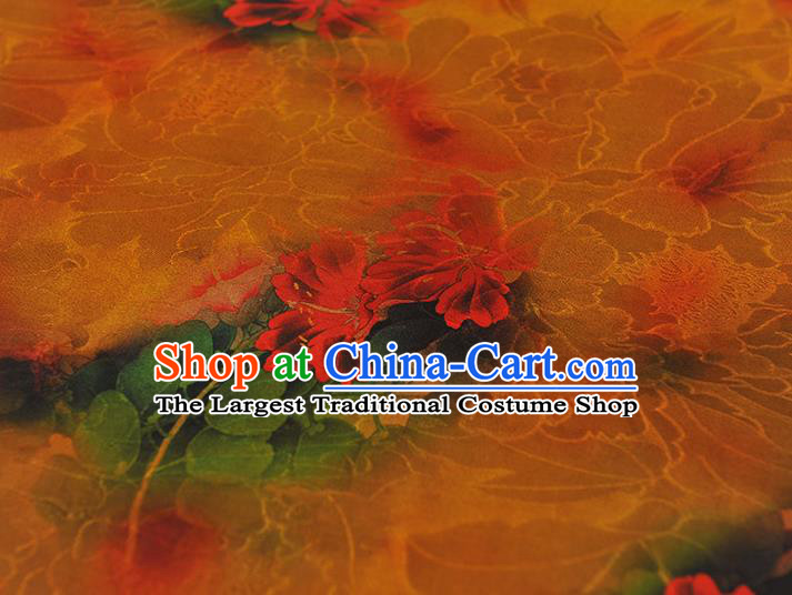 Top Chinese Cheongsam Orange Silk Fabric Gambiered Guangdong Gauze Traditional Qipao Dress Cloth