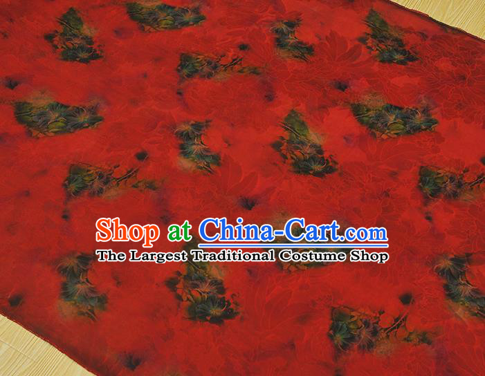 Top Chinese Traditional Qipao Dress Satin Cloth Cheongsam Red Silk Fabric Gambiered Guangdong Gauze