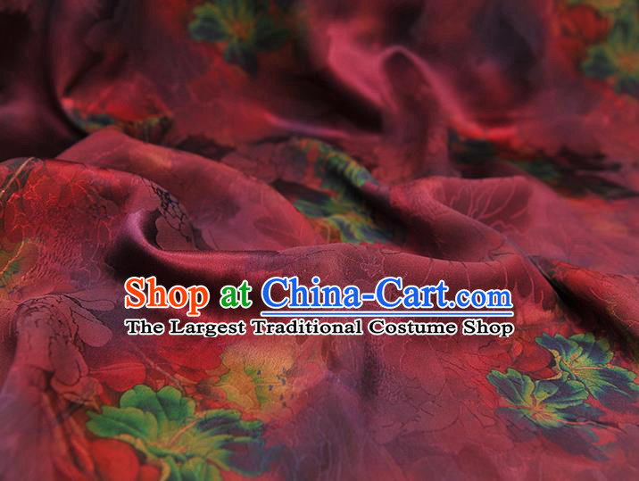 Top Chinese Gambiered Guangdong Gauze Traditional Qipao Dress Satin Cloth Cheongsam Purple Silk Fabric