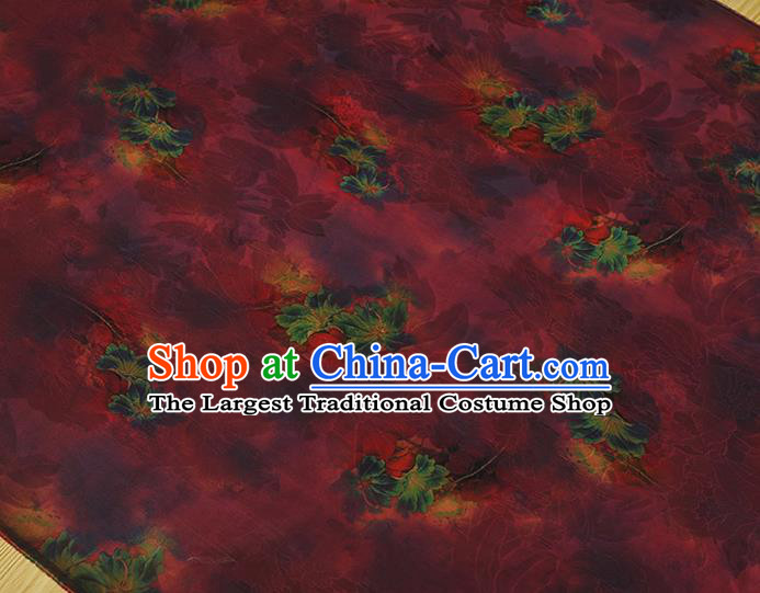 Top Chinese Gambiered Guangdong Gauze Traditional Qipao Dress Satin Cloth Cheongsam Purple Silk Fabric