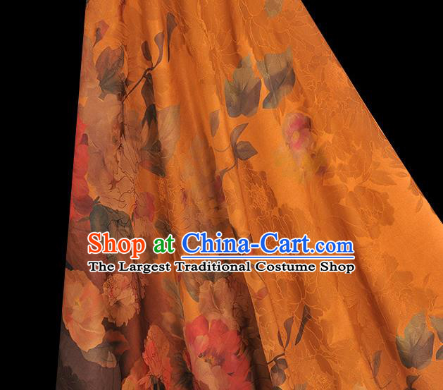 Top Chinese Cheongsam Silk Fabric Classical Gambiered Guangdong Gauze Traditional Jacquard Ginger Brocade Cloth