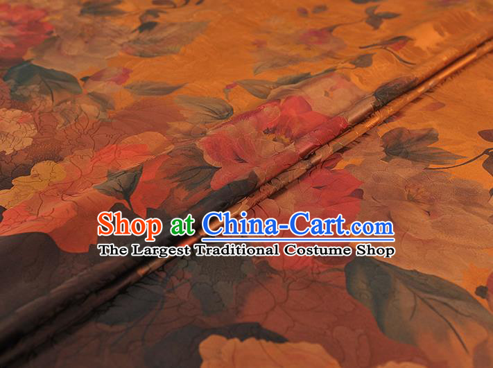 Top Chinese Cheongsam Silk Fabric Classical Gambiered Guangdong Gauze Traditional Jacquard Ginger Brocade Cloth