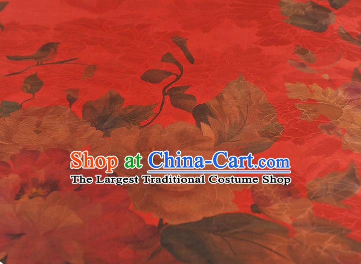 Top Chinese Traditional Jacquard Red Brocade Cloth Cheongsam Silk Fabric Classical Gambiered Guangdong Gauze