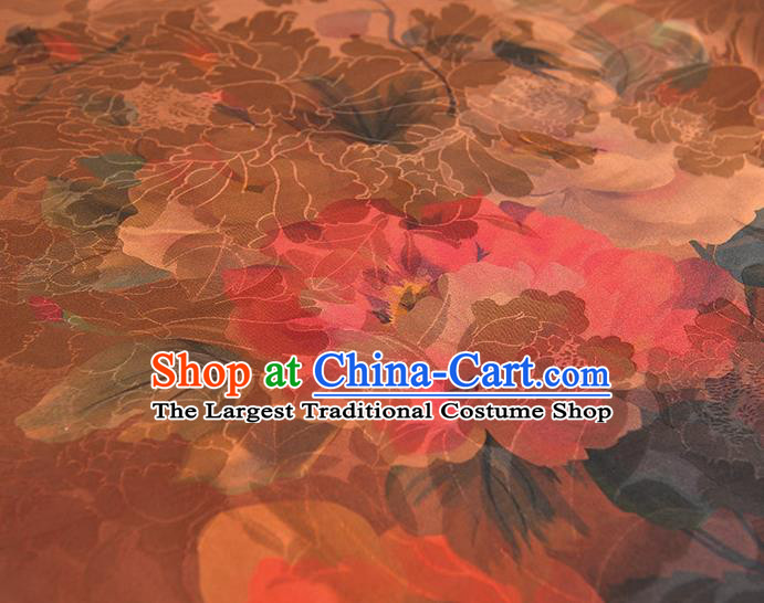 Top Chinese Classical Gambiered Guangdong Gauze Traditional Jacquard Brown Brocade Cloth Cheongsam Silk Fabric