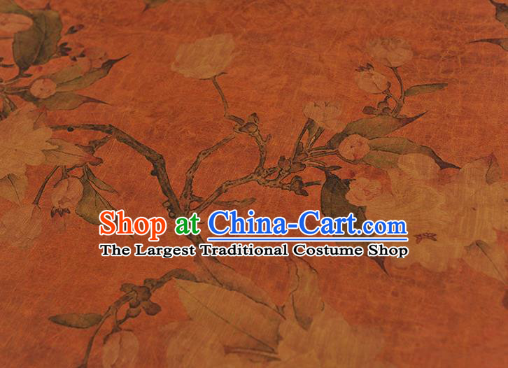Top Chinese Traditional Hibiscus Pattern Dress Cloth Cheongsam Silk Fabric Orange Gambiered Guangdong Gauze