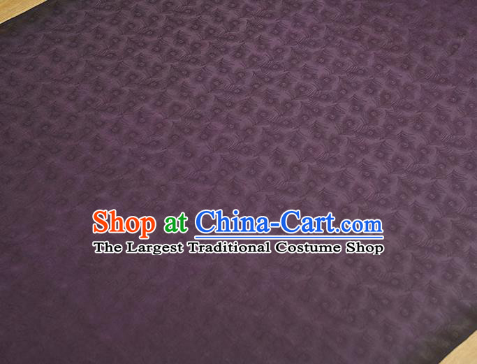 Top Chinese Classical Feather Pattern Silk Fabric Cheongsam Gambiered Guangdong Gauze Traditional Purple Silk Cloth