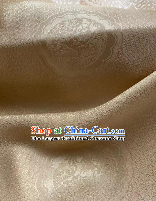 Chinese Jacquard Tapestry Material Traditional Hanfu Dress Drapery Light Golden Silk Fabric Classical Dragon Phoenix Pattern Brocade Cloth