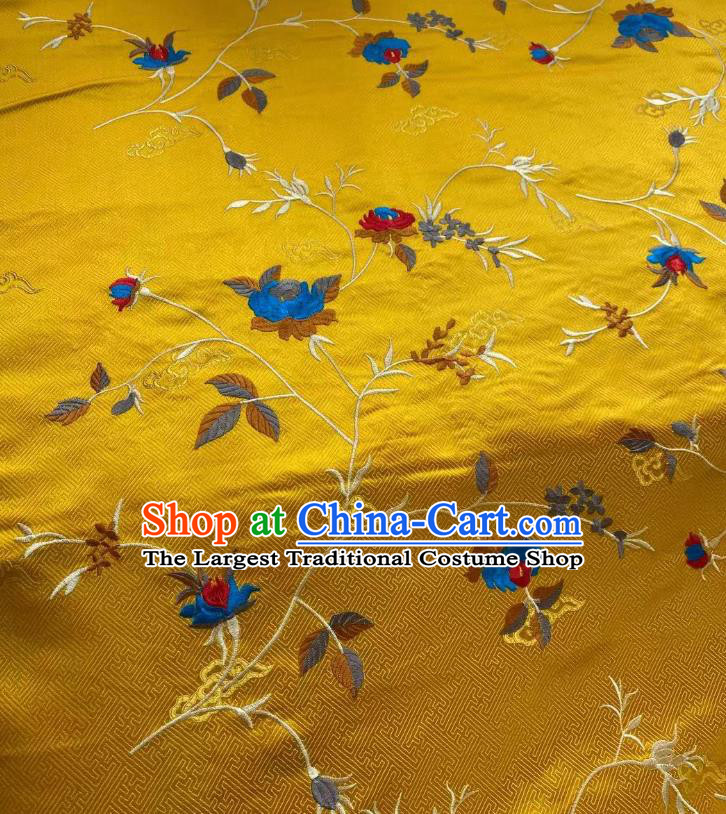 Chinese Jacquard Tapestry Material Traditional Cheongsam Drapery Silk Fabric Classical Embroidered Pattern Yellow Brocade Cloth