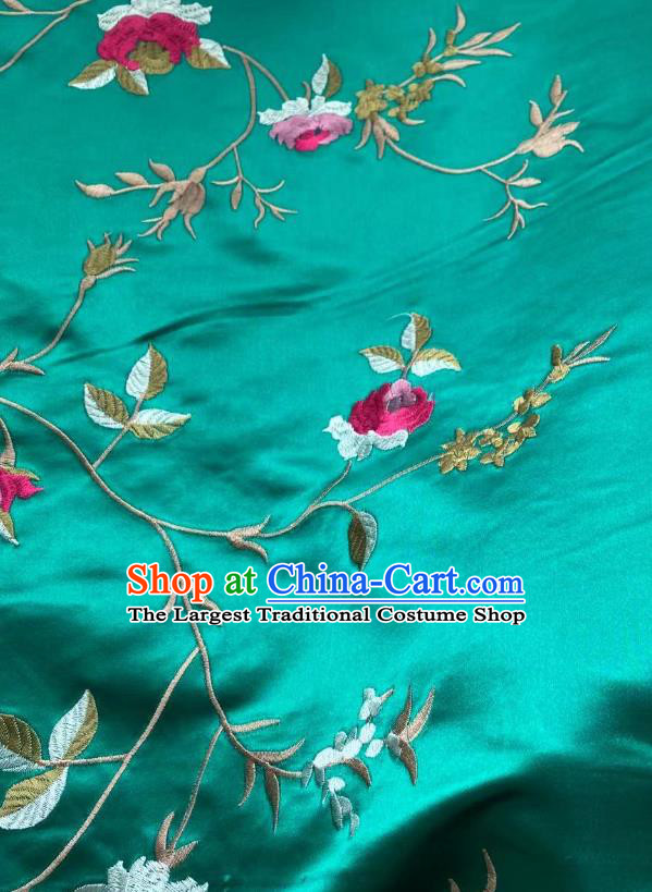 Chinese Classical Embroidered Pattern Green Brocade Cloth Jacquard Tapestry Material Traditional Cheongsam Drapery Silk Fabric
