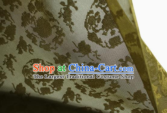 Chinese Olive Green Silk Fabric Classical Pattern Brocade Cloth Jacquard Tapestry Material Traditional Cheongsam Drapery