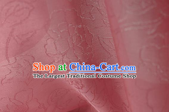 Chinese Traditional Cheongsam Drapery Pink Silk Fabric Classical Camellia Pattern Brocade Cloth Jacquard Tapestry Material