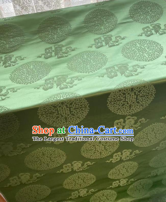 Chinese Jacquard Tapestry Material Traditional Qipao Dress Drapery Silk Fabric Classical Lucky Pattern Green Brocade Cloth