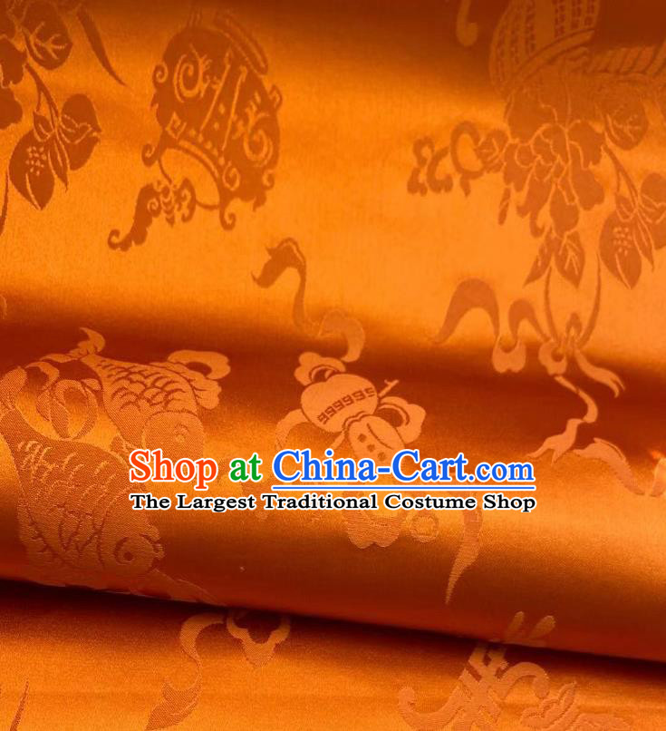 Chinese Silk Fabric Classical Eight Treasures Pattern Golden Brocade Cloth Tapestry Material Traditional Tang Suit Drapery