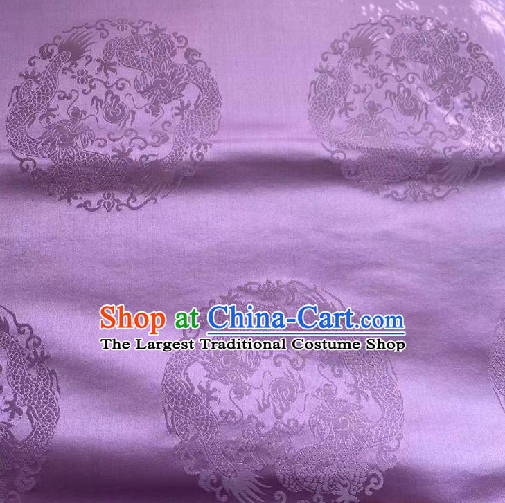 Chinese Classical Dragons Pattern Lilac Brocade Cloth Tapestry Material Traditional Tang Suit Drapery Silk Fabric