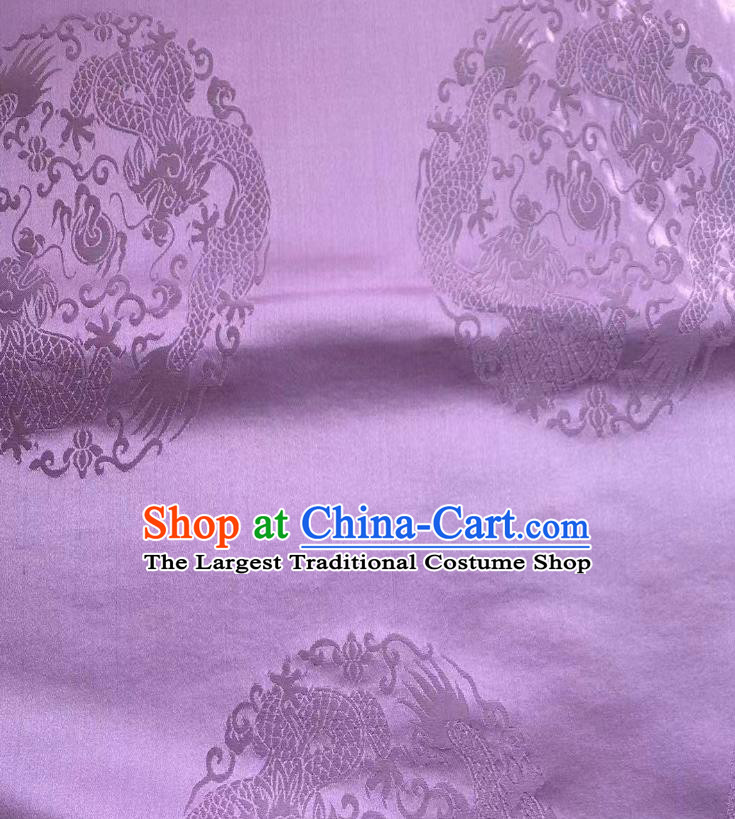 Chinese Classical Dragons Pattern Lilac Brocade Cloth Tapestry Material Traditional Tang Suit Drapery Silk Fabric