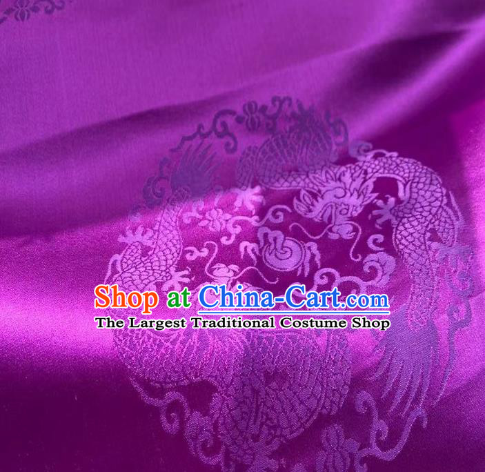 Chinese Silk Fabric Classical Dragons Pattern Purple Brocade Cloth Tapestry Material Traditional Tang Suit Drapery