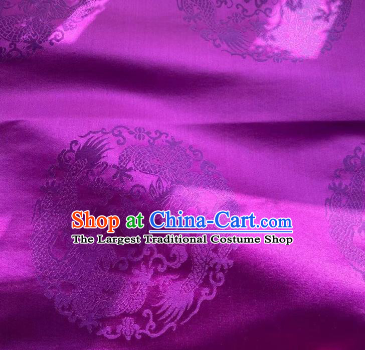 Chinese Silk Fabric Classical Dragons Pattern Purple Brocade Cloth Tapestry Material Traditional Tang Suit Drapery