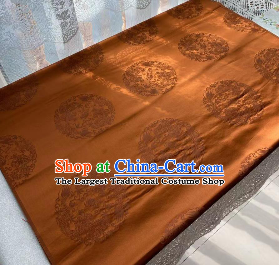 Chinese Traditional Tang Suit Drapery Silk Fabric Classical Dragons Pattern Caramel Brocade Cloth Tapestry Material