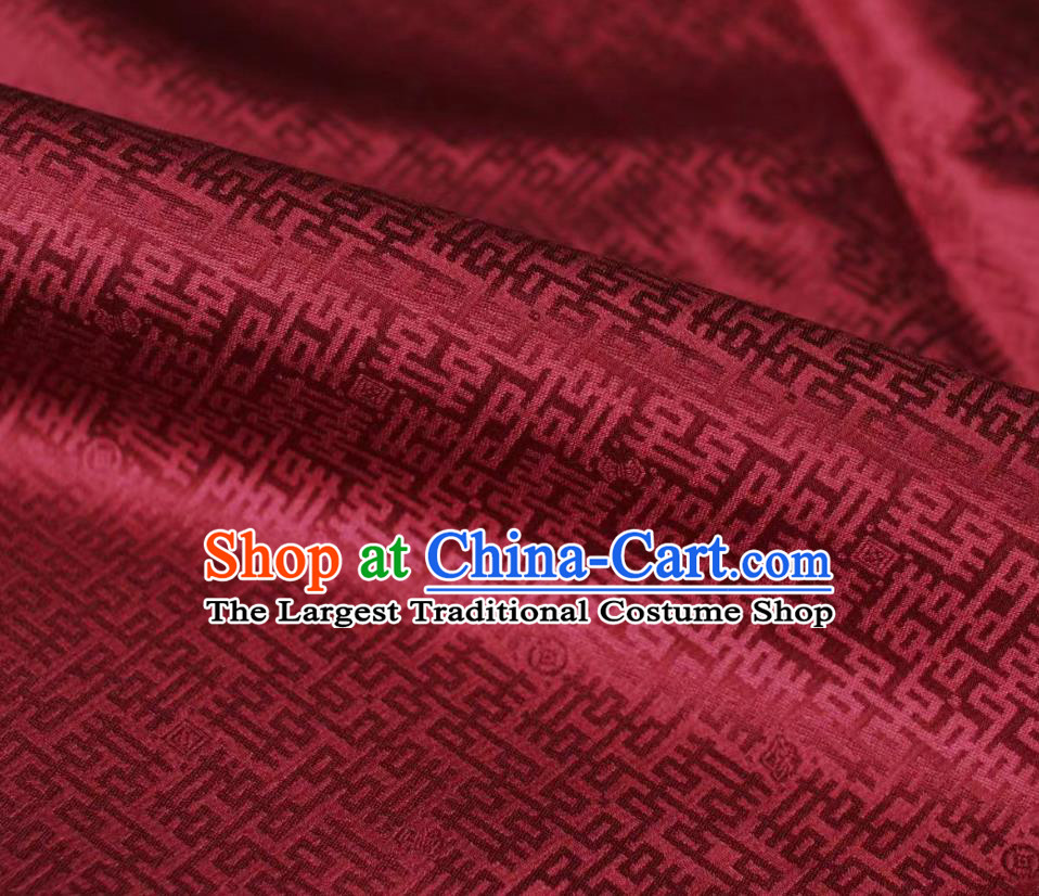 Chinese Classical Wedding Pattern Wine Red Brocade Cloth Tapestry Material Traditional Qipao Dress Drapery Silk Fabric