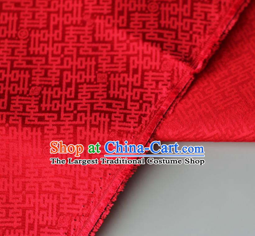 Chinese Silk Fabric Classical Wedding Pattern Red Brocade Cloth Tapestry Material Traditional Qipao Dress Drapery