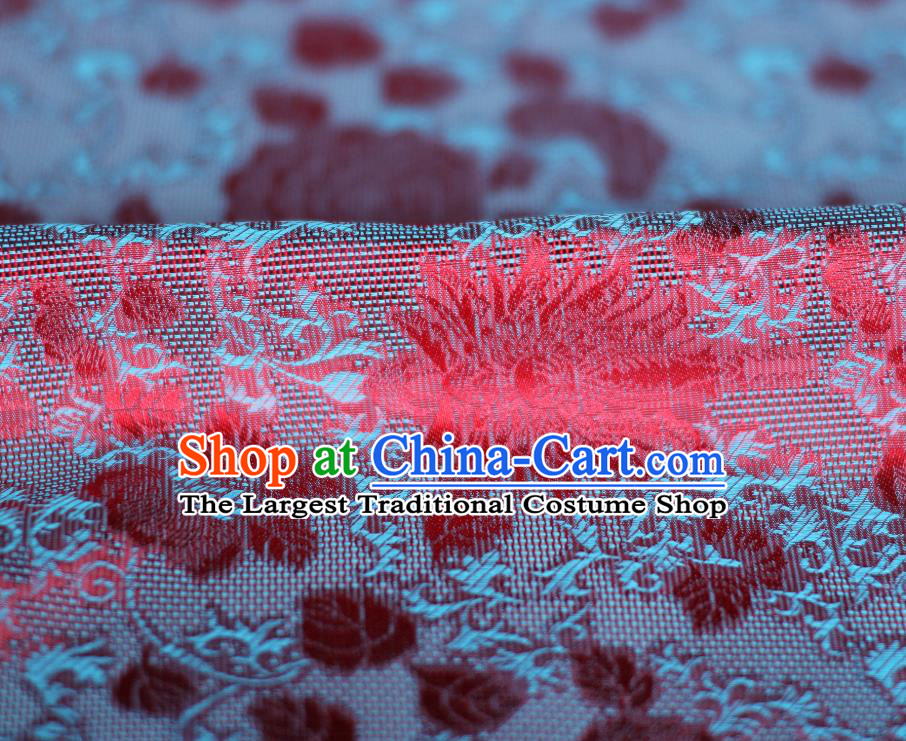 Chinese Wine Red Silk Fabric Classical Peony Pattern Brocade Cloth Tapestry Material Traditional Qipao Dress Damask Drapery